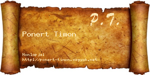 Ponert Timon névjegykártya